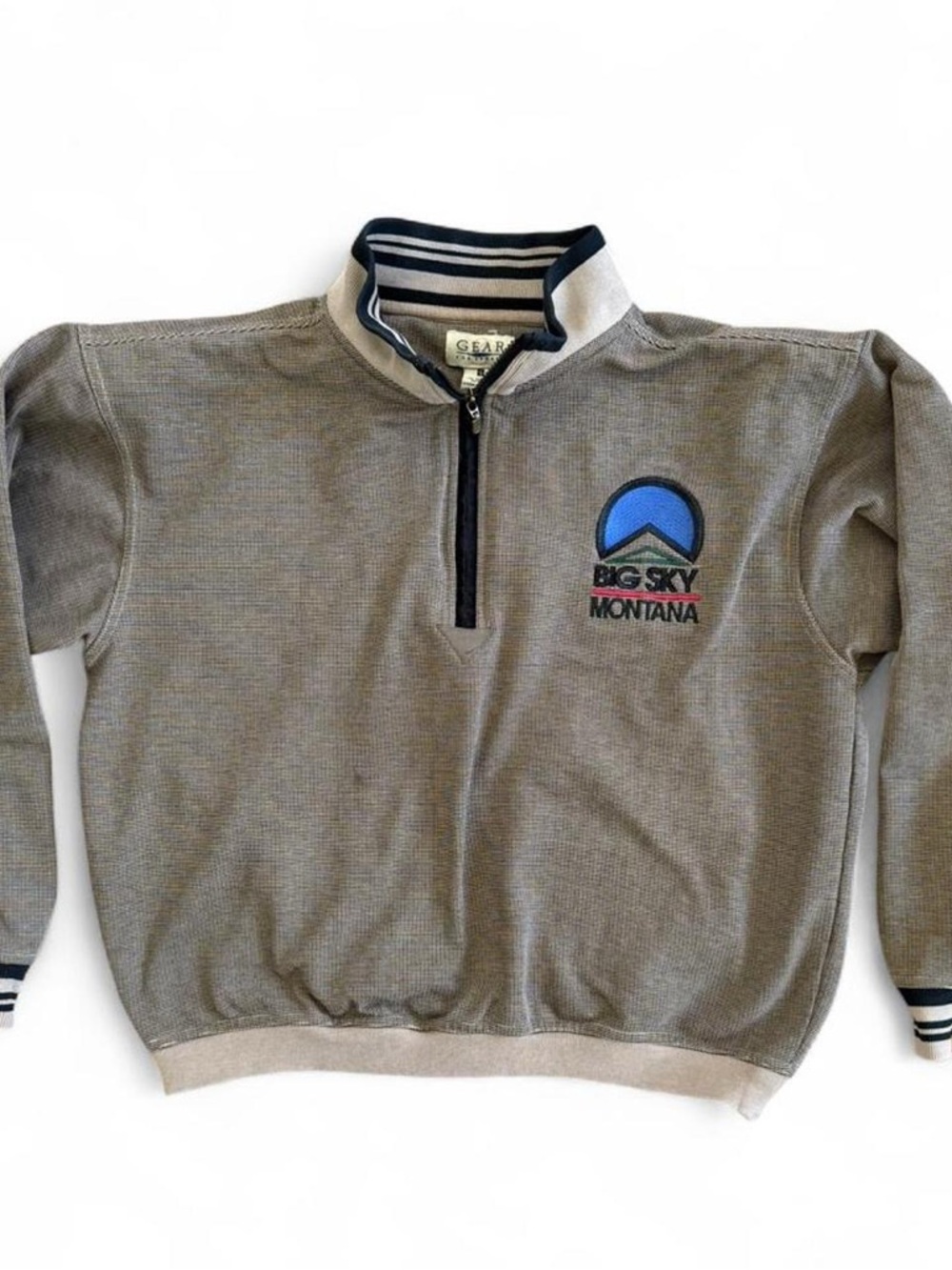 Vintage Big Sky Montana Grey Quarter-Zip Pullover Sweatshirt